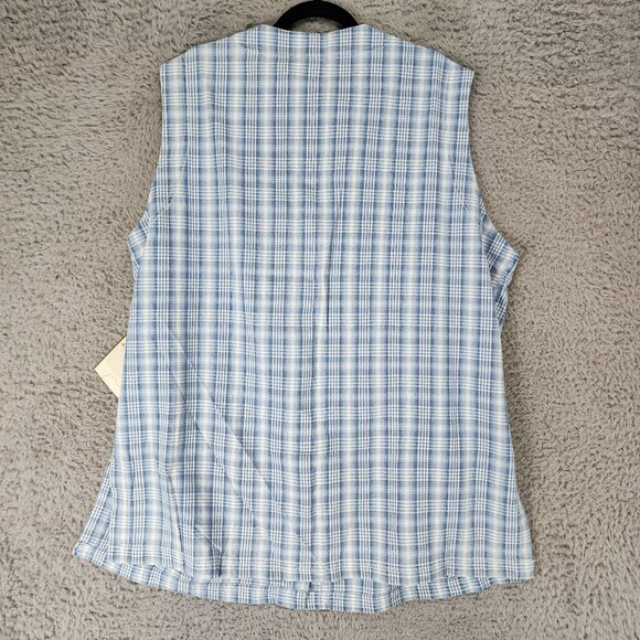 Midwest Traders Shirt Womens 22 Blue Plaid Sleeveless Button Up Blouse *NWT* - Picture 7 of 8